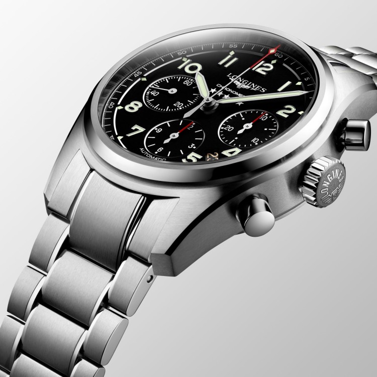 LONGINES SPIRIT L3.820.4.53.6 Cronografo Acciaio Automatico 42 mm Nero con bracciale