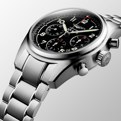 LONGINES SPIRIT L3.820.4.53.6 Cronografo Acciaio Automatico 42 mm Nero con bracciale