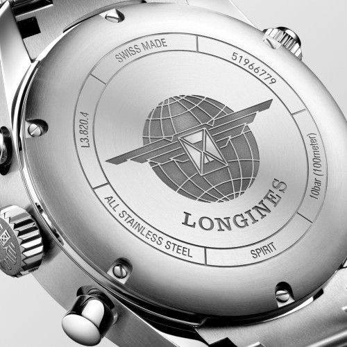 LONGINES SPIRIT L3.820.4.53.6 Cronografo Acciaio Automatico 42 mm Nero con bracciale