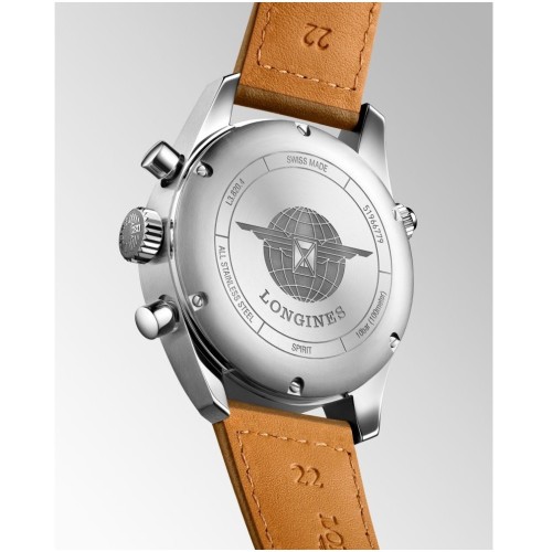 LONGINES SPIRIT L3.820.4.53.6 Cronografo Acciaio Automatico 42 mm Nero con bracciale