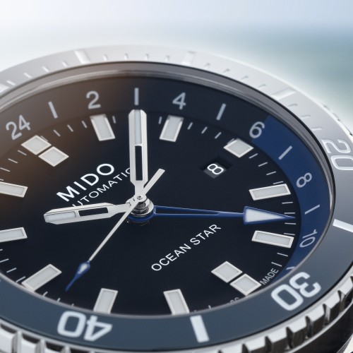 MIDO Ocean Star GMT M026.629.17.051.00 Automatico in Acciaio 44 mm Nero Lunetta ceramica Blu