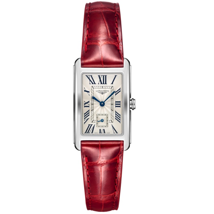 LONGINES DOLCE VITA L5.512.4.71.5 Acciaio Romani Argentè Quarzo Alligatore rosso 37 x 23 mm.