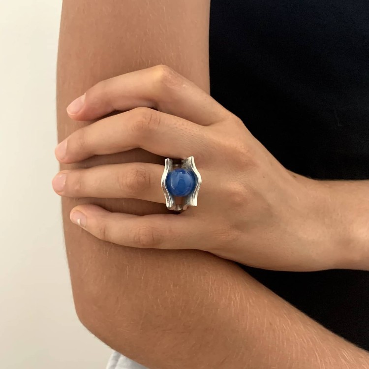Anello BlackMax Agata sferica MAX7