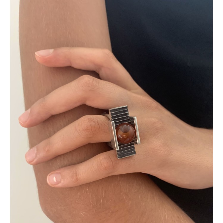 Anello BlackMax Corniola sferica MAX25