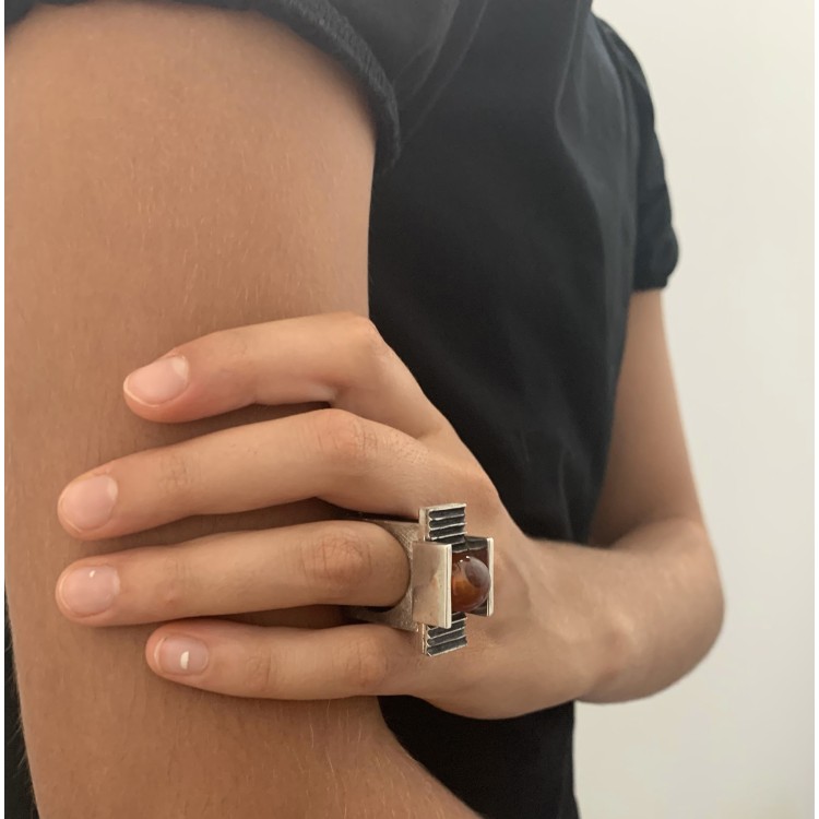 Anello BlackMax Corniola sferica MAX25
