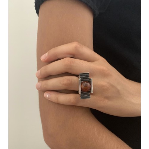 Anello BlackMax Corniola sferica MAX25