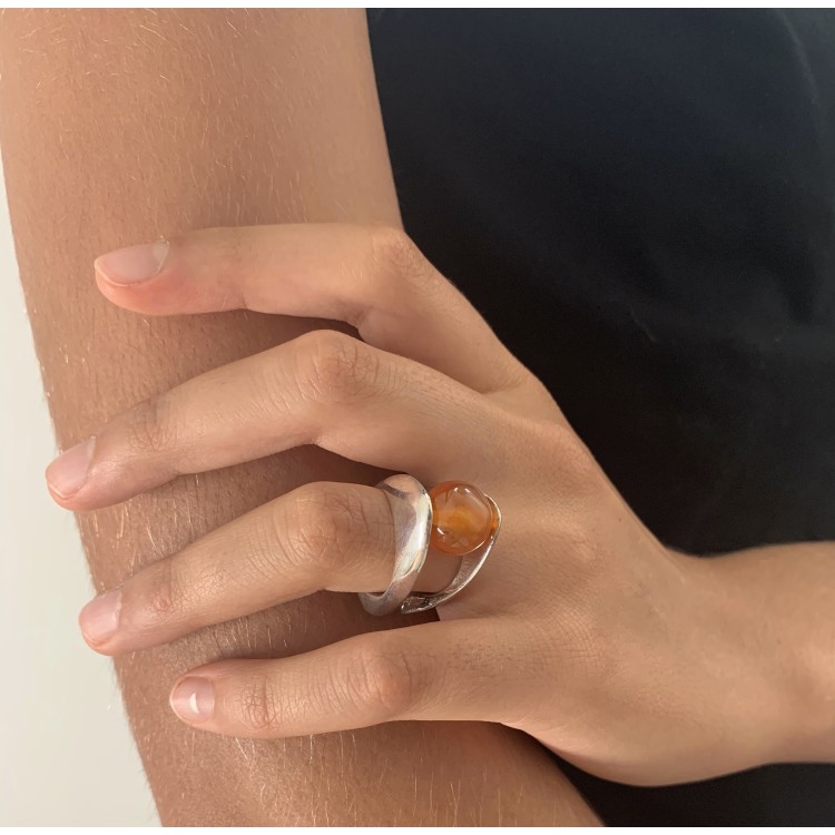 Anello BlackMax Corniola sferica MAX36