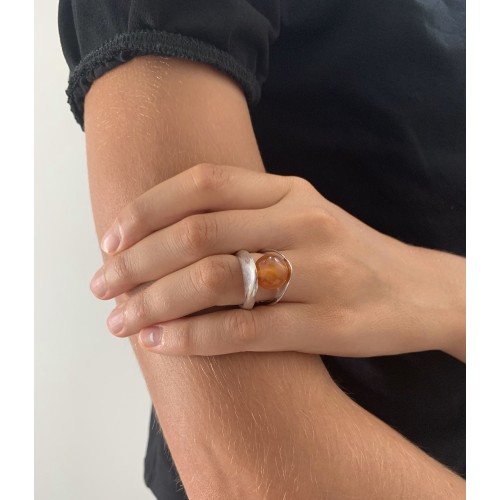 Anello BlackMax Corniola sferica MAX36