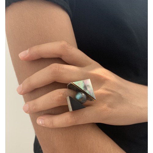 Anello BlackMax Ebano Madreperla Labradorite MAX1.2
