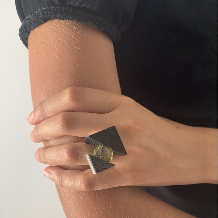 Anello BlackMax Ebano Qarzo Citrino Giallo MAX1.1