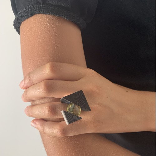 Anello BlackMax Ebano Qarzo Citrino Giallo MAX1.1