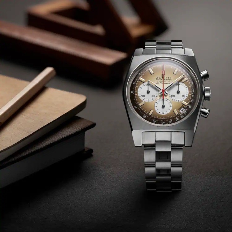 ZENITH 50TH Anniversary El Primero A385 Revival 03.A384.400/385.M385 misura 37 mm Cronografo Marrone sfumato