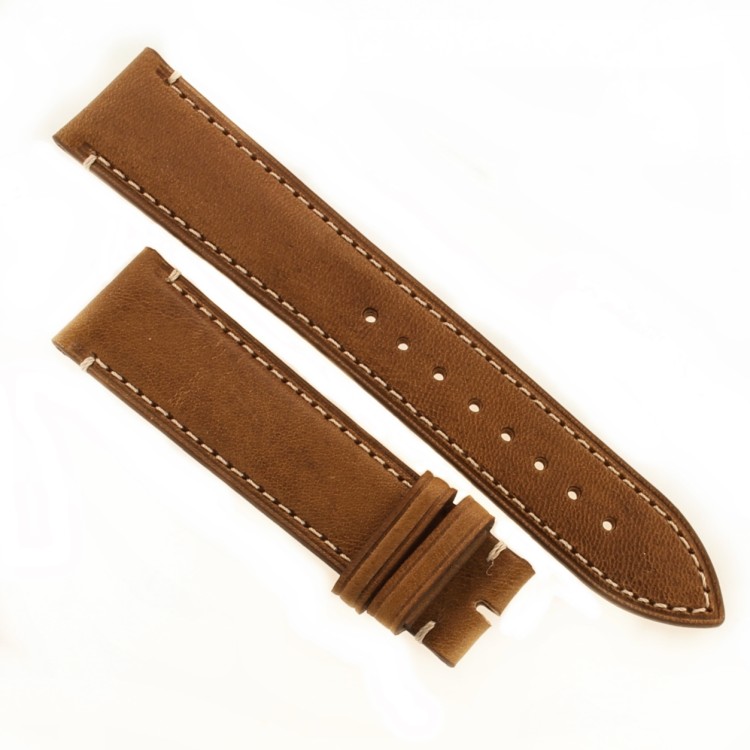 Cinturino Pelle Cuoio Greco Marrone opaco 20/18 mm B37B classico cuciture chiare