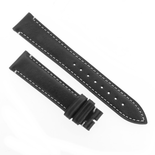 Cinturino Pelle Cuoio Greco Nero opaco 18/16 mm B37B classico cuciture chiare