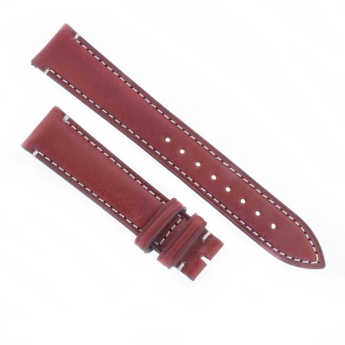 Cinturino Pelle Cuoio Greco Rosso Bordeaux opaco 18/16 mm B37B classico cuciture chiare