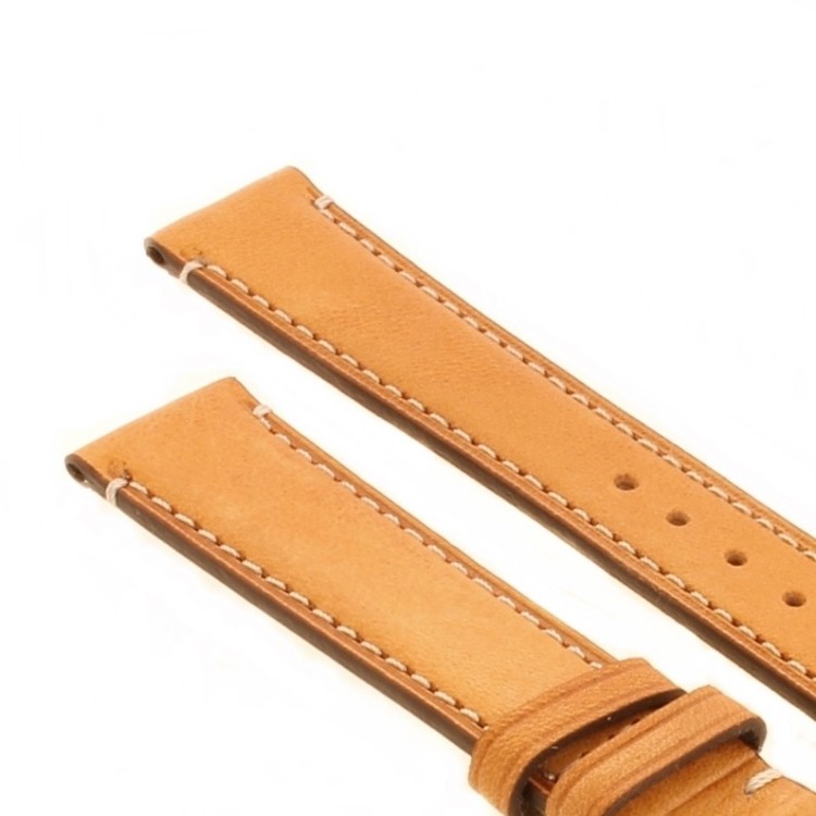 Cinturino Pelle Cuoio Greco Marrone Miele opaco 18/16 mm B37B classico cuciture chiare