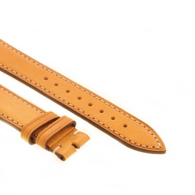 Cinturino Pelle Cuoio Greco Marrone Miele opaco 18/16 mm B37B classico cuciture chiare
