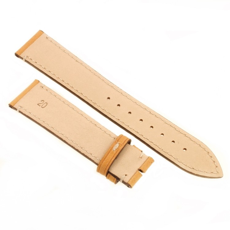 Cinturino Pelle Cuoio Greco Marrone MIele opaco 20/18 mm B37B classico cuciture chiare