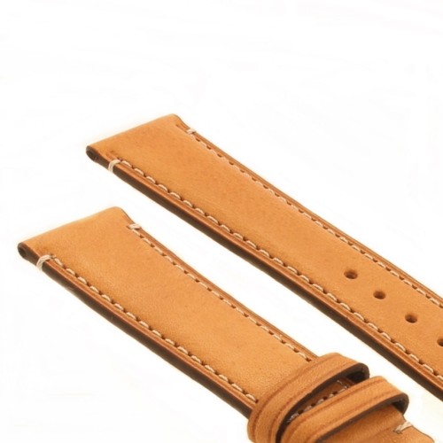 Cinturino Pelle Cuoio Greco Marrone MIele opaco 20/18 mm B37B classico cuciture chiare
