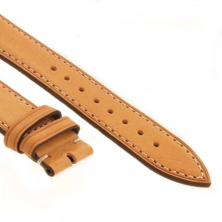 Cinturino Pelle Cuoio Greco Marrone MIele opaco 20/18 mm B37B classico cuciture chiare