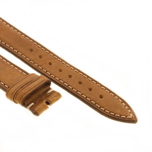 Cinturino Pelle Cuoio Greco Marrone opaco 18/16 mm B37B classico cuciture chiare