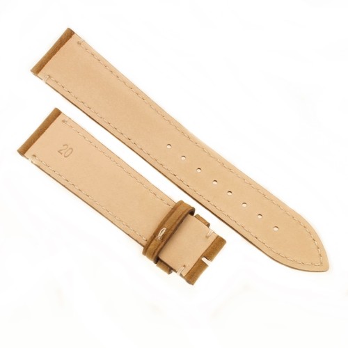 Cinturino Pelle Cuoio Greco Marrone opaco 20/18 mm B37B classico cuciture chiare
