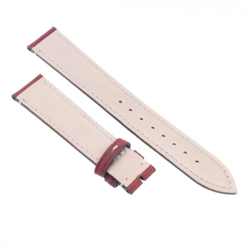 Cinturino Pelle Cuoio Greco Rosso Bordeaux opaco 20/18 mm B37B classico cuciture chiare