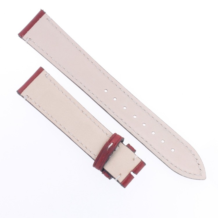 Cinturino Pelle Cuoio Greco Rosso Bordeaux opaco 20/18 mm B37B classico cuciture chiare