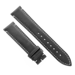 Cinturino Pelle Cuoio Greco Nero opaco 20/18 mm B37B classico cuciture chiare 2