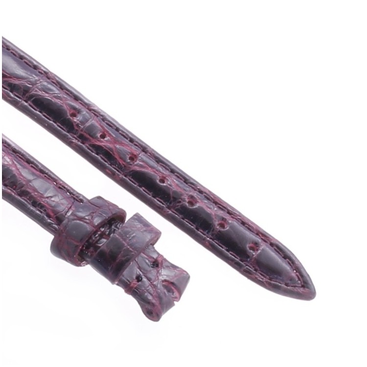 Cinturino Coccodrillo Rosso Bordeaux Scuro Lucido 12/10 mm B35B forma classica