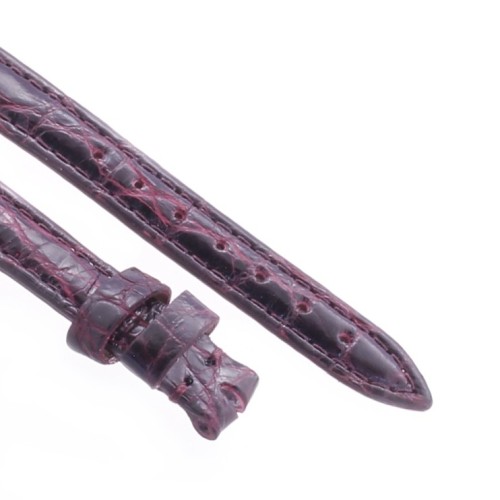 Cinturino Coccodrillo Rosso Bordeaux Scuro Lucido 12/10 mm B35B forma classica