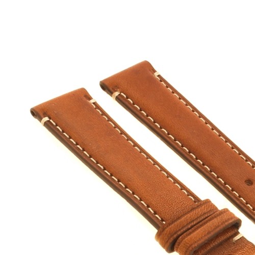 Cinturino Pelle Cuoio Greco Marrone Gold opaco 18/16 mm B37B classico cuciture chiare