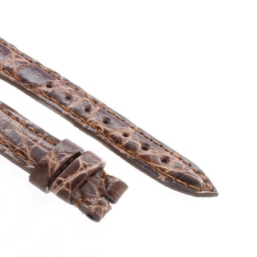 Cinturino Coccodrillo Marrone Testa di Moro Lucido 14/12 mm B30B  forma classica