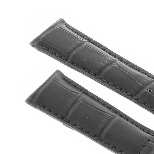 Cinturino Sartoriale Stampa Alligatore Nero Opaco 20/16 mm B45N.