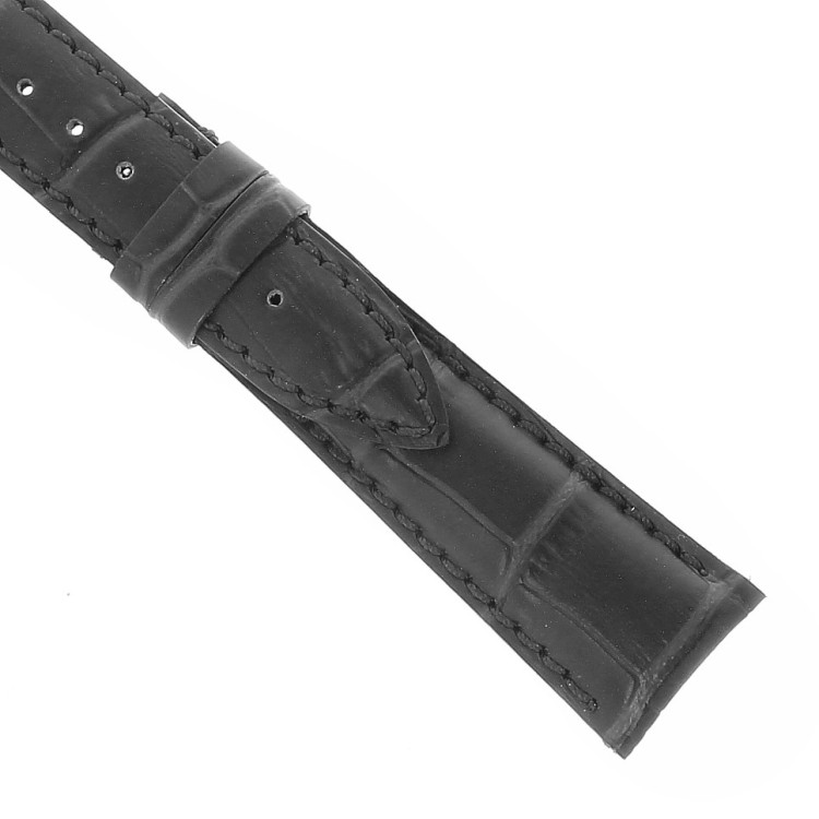 Cinturino Sartoriale Stampa Alligatore Nero Opaco 20/16 mm B45N.