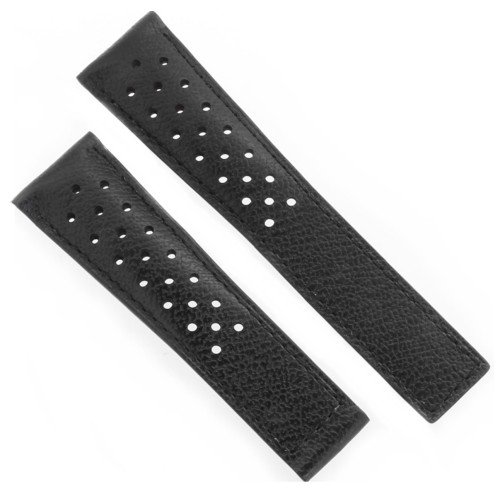 Tag Heuer Cinturino Monaco FC6338 Pelle Nera Forata 22/18 mm interno rosso WW2119. Calibro 6