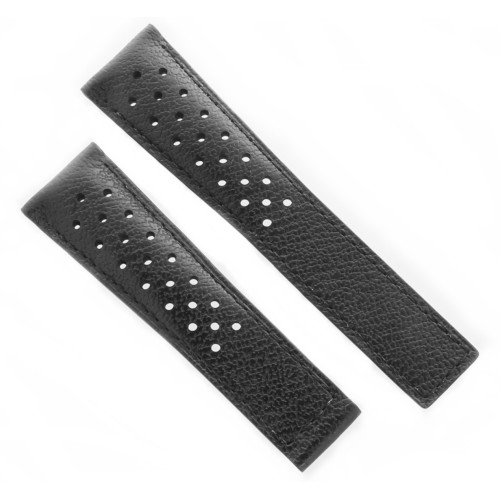 Tag Heuer Cinturino Monaco FC6338 Pelle Nera Forata 22/18 mm interno rosso WW2119