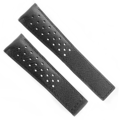 Tag Heuer Cinturino Monaco FC6338 Pelle Nera Forata 22/18 mm interno rosso WW2119