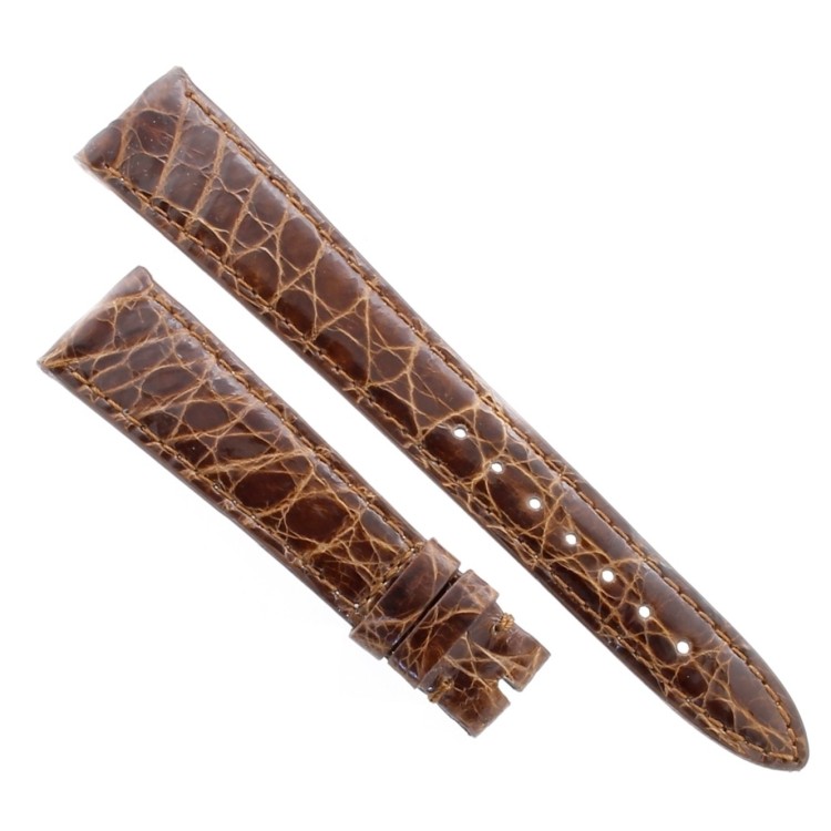 Cinturino Coccodrillo Marrone Testa di Moro Lucido 18/14 mm B25B  forma classica