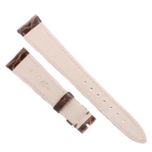 Cinturino Coccodrillo Marrone  Testa di Moro Lucido 18/14 mm B25B  forma classica
