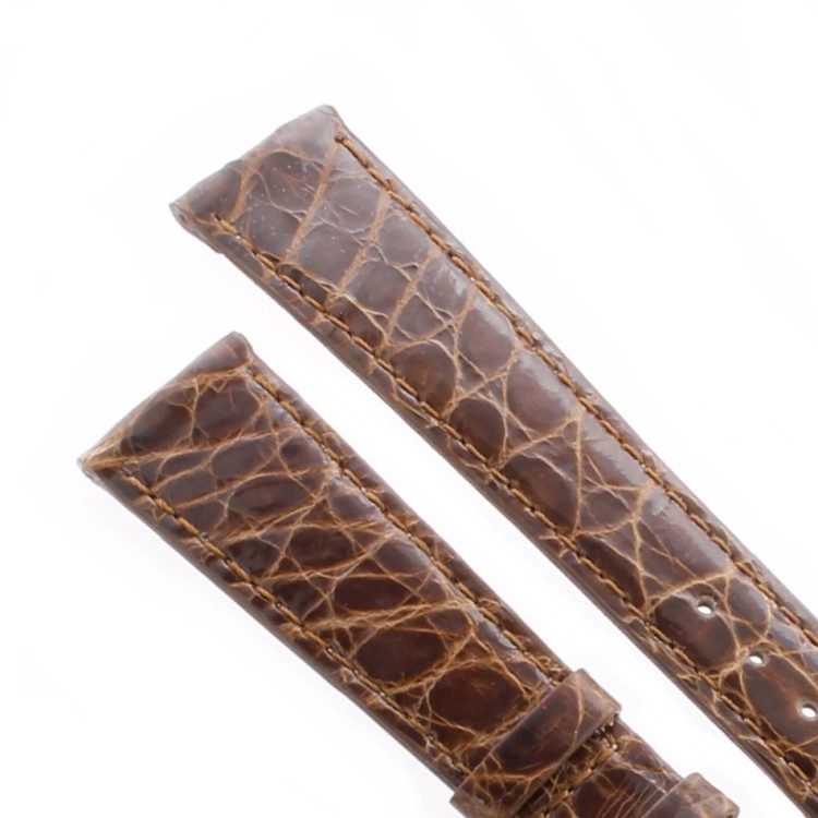 Cinturino Coccodrillo Marrone Testa di Moro Lucido 18/14 mm B25B  forma classica