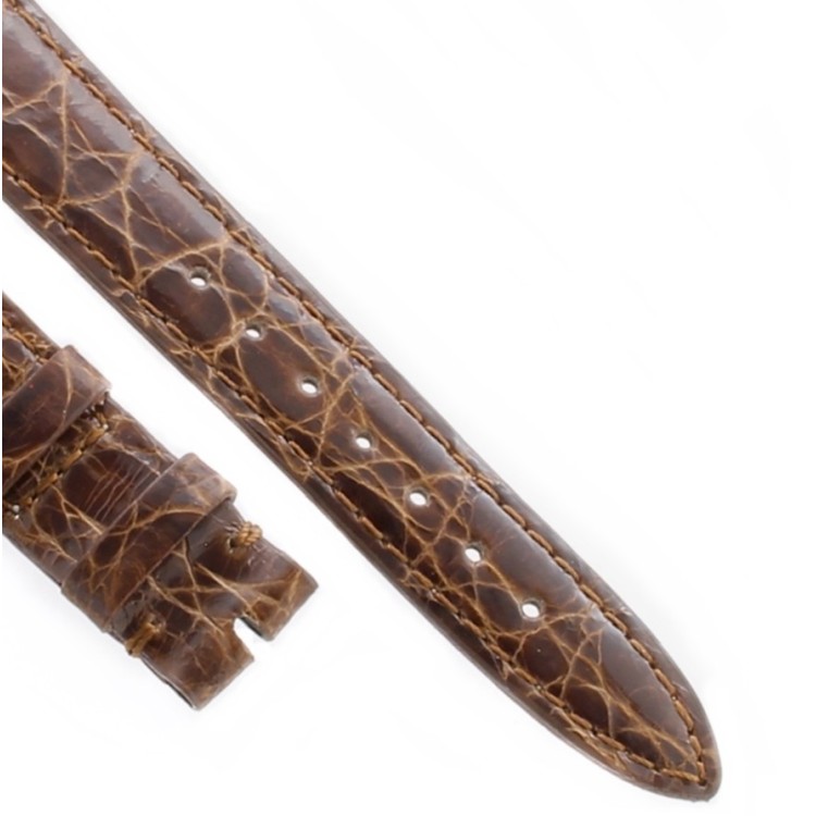 Cinturino Coccodrillo Marrone  Testa di Moro Lucido 18/14 mm B25B  forma classica