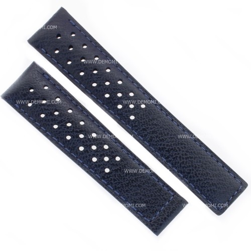 Tag Heuer Cinturino Carrera FC6335 Pelle Blu martellata, con fori 20/18 mm CV5111