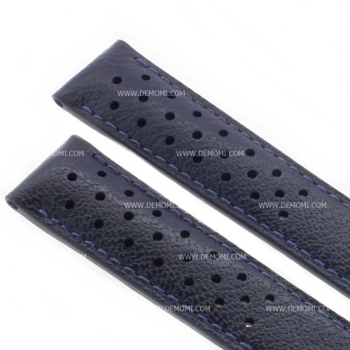 Tag Heuer Cinturino Carrera FC6335 Pelle Blu martellata, con fori 20/18 mm CV5111