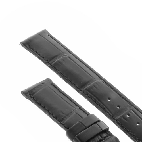 Cinturino Sartoriale Stampa Alligatore Nero Opaco 17/16 mm B40B corto