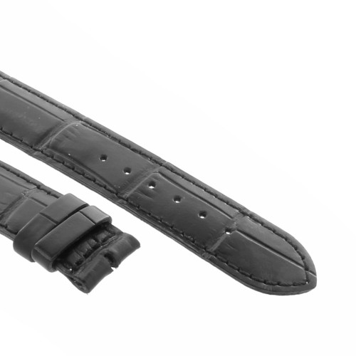 Cinturino Sartoriale Stampa Alligatore Nero Opaco 17/16 mm B40B corto