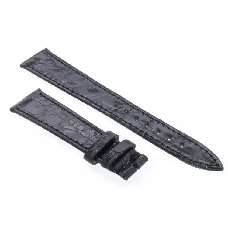 Cinturino Coccodrillo Nero Lucido 18/14 mm B25B  forma classica