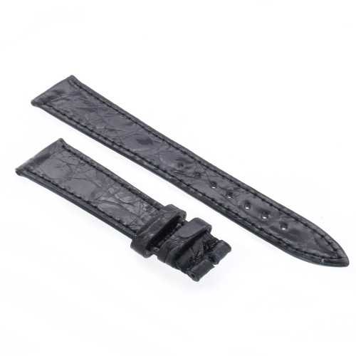Cinturino Coccodrillo Nero Lucido 18/14 mm B25B  forma classica