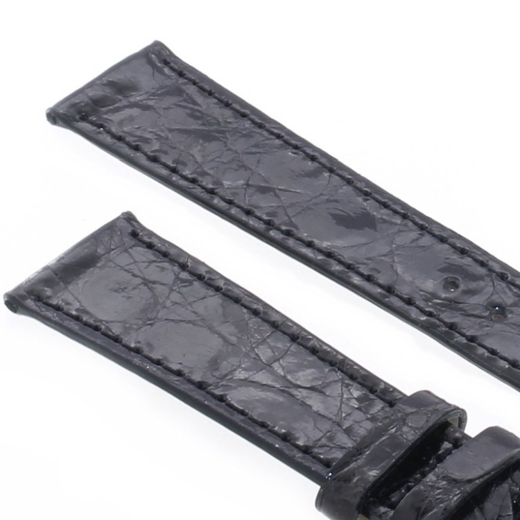 Cinturino Coccodrillo Nero Lucido 18/14 mm B25B  forma classica