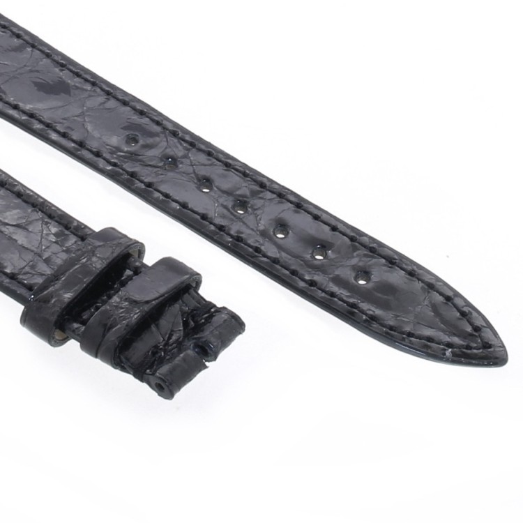 Cinturino Coccodrillo Nero Lucido 18/14 mm B25B  forma classica
